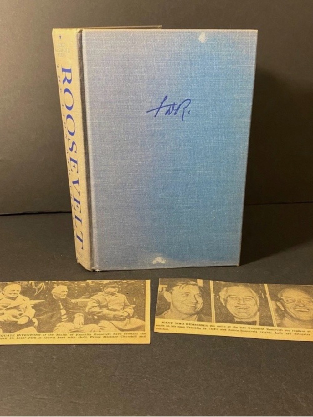 Vintage Book Roosevelt The Lion & The Fox Hardcover with newspaper clippings